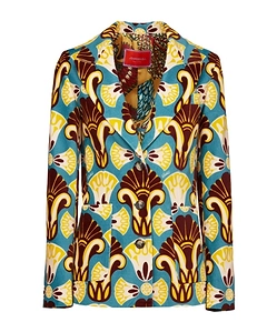 Graphic-Print Single-Breasted Blazer