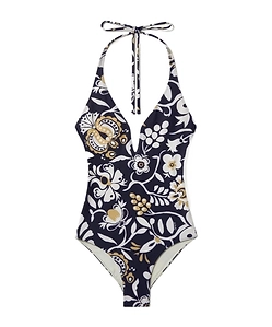Halter-Neck Floral Swimsuit