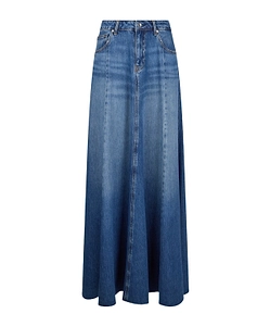 Stonewash Frayed Maxi Skirt