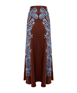 Mix-Print Midi Skirt