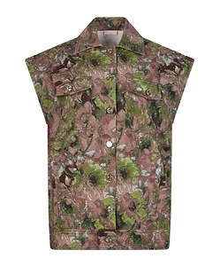 Liu Jo Rhinestone Floral Denim Vest Jacket