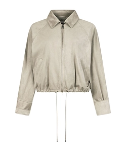 Drawstring Suede Bomber Jacket