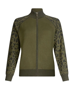 Leopard-Print Zip-Up Sweater
