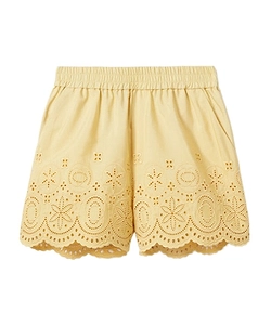 Scalloped Broderie Anglaise-Trimmed Cotton-Poplin Shorts