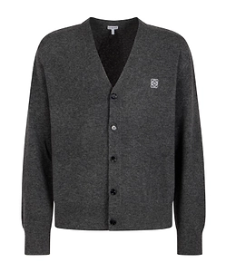 Loewe Logo Embroidered V-Neck Knit Cardigan