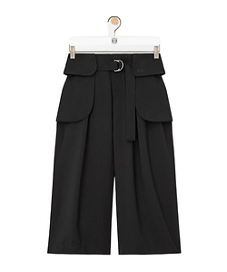 Cropped Cargo Trousers In Wool