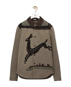 Deer Intarsia Overshirt In Denim