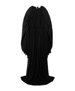 Shawl-Style Pleated Evening Dress