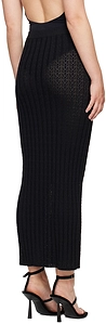 Elastic Ribbed Knitted Mesh Half-Length Skirt