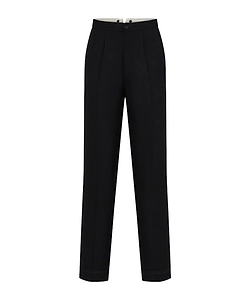 Wool Herringbone Straight Pants