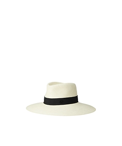 Grosgrain-Trim Straw Fedora Hat