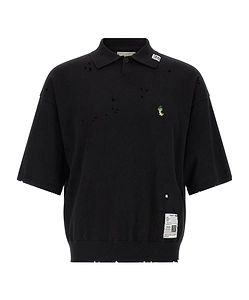 Maison Mihara Yasuhiro Distressed Embroidered Polo Shirt