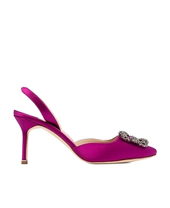 Manolo Blahnik Crystal Buckle Slingback Heeled Pumps