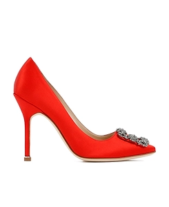 Manolo Blahnik Hangisi Embellished Satin Pumps