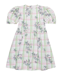 Marni Kids Checked Balloon Sleeved Dress