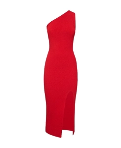 Stretch Ribbed Knitted Mid-Length Dress