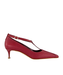 Manolo Blahnik Rosellon T-Strap Leather Kitten Pumps