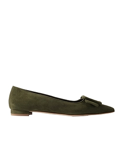 Maysale Buckle Suede Pointed-Toe Flats