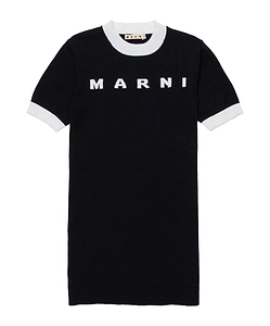 Marni Kids Logo Intarsia-Knit Short-Sleeved Dress