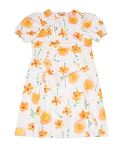 Marni Kids Sunny Day Floral-Printed Ruched Poplin Dress