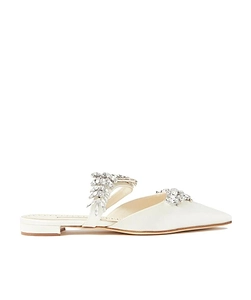 Satin Crystal Decorated Muller Shoes