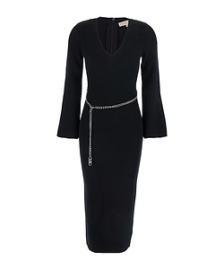 Michael Michael Kors V-Neck Belted Midi Dress