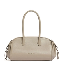 Taupe Leather Tulipea Small Top-Handle