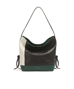 White Black And Green Leather Pod 2.0 Small Hobo Bag