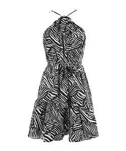 Zebra-Print Belted Mini Dress