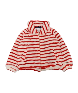 Mini Rodini Striped Zip-Up Faux-Fur Jacket