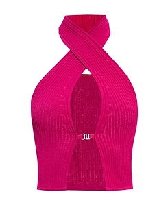 Knitted Halter-Neck Crop Top
