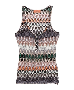 Buttoned Patterned Tank Top