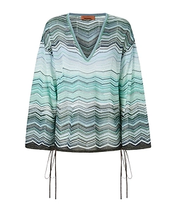Chevron Lamé Viscose Blouse With Sequins