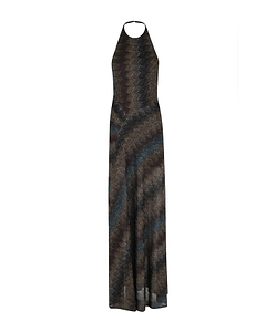 Halter Neck Snake-Print Maxi Dress