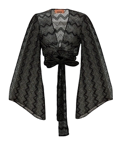 Missoni Front Knot Zig Zag Lamé Cropped Top