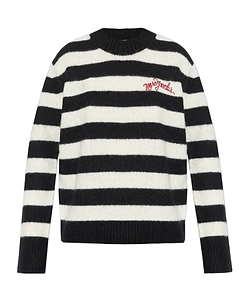 Marc Jacobs The Striped Brushed Logo Embroidered Jumper