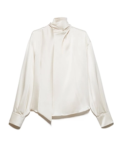 Scarf-Detailed Silk-Satin Blouse