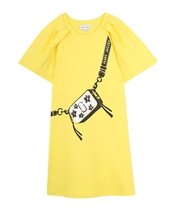 Puff-Sleeve Graphic Dress
