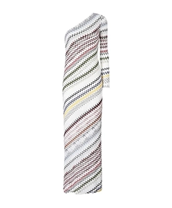 Missoni One-Shoulder Chevron-Patterned Knitted Maxi Dress