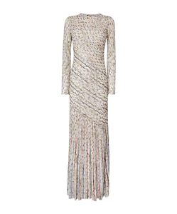 Pleated Long-Sleeved Maxi Dress
