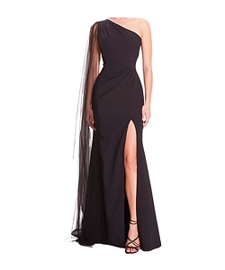 One-Shoulder Cape Gown