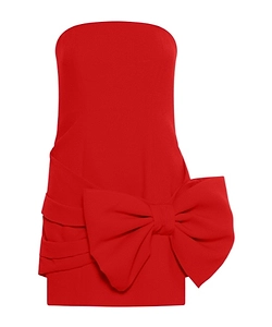 Bow-Detail Envers Satin Bustier Dress