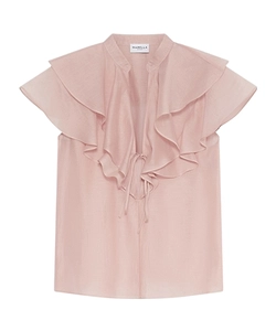 Cotton And Silk Voile Top - Powder