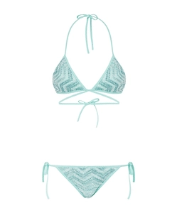 Zigzag-Pattern Tie-Fastening Bikini Set