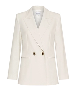 Double-Breasted Stretch Canvas Blazer