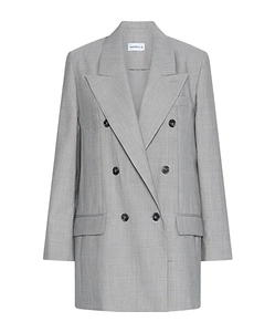 Double-Breasted Wool And Silk Grisaille Blazer