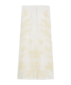 Embroidered Linen Trousers - White