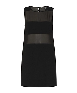 Flared Bi-Material Dress - Black