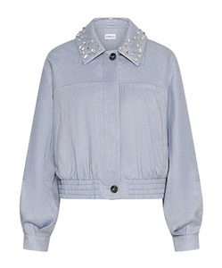 Herringbone Viscose-Blend Sporty Jacket - Light Blue