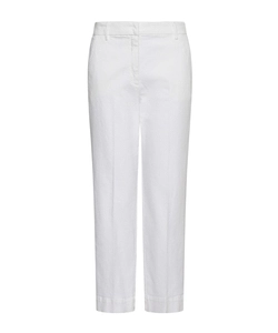 Flared Stretch Cotton Trousers - White